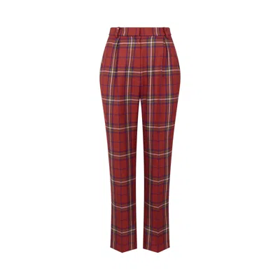Ama The Label Women's Red Tartan Trousers In Brown