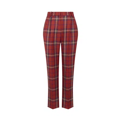 Ama The Label Women's Red Tartan Trousers