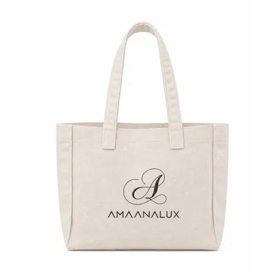 Amaanalux Women's Neutrals  Logo Tote Bag, Canvas