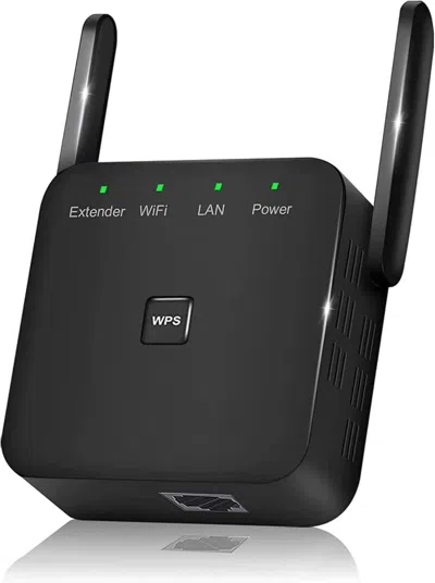 Amadell Wifi Extender Signal Booster - Covers Up To 9860 Sq. Ft And 60 Devices 2.4ghz Wifi Repeater With Eth In Black
