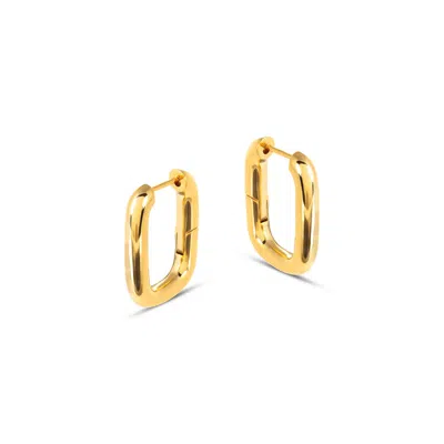 Amadeus Women's Bella Chunky Rectangular Gold Hoop Earrings