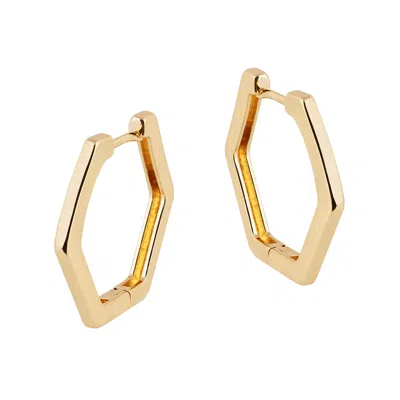 Amadeus Women's Bella Hexagonal Gold Hoop Earrings