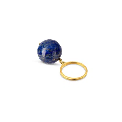 Amadeus Women's Blue / Gold Bubble Lapis Lazuli Gemstone Ring - Size Adjustable In Multi