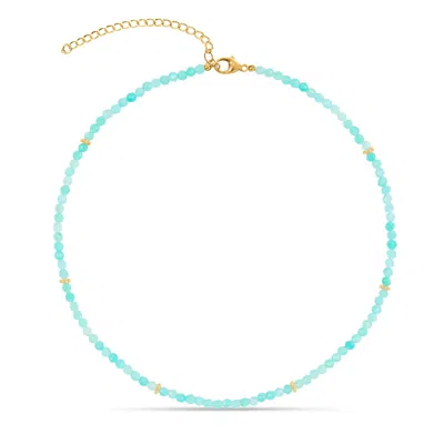 Amadeus Women's Blue / Gold Ines Amazonite Beaded Gemstone Necklace In Multi