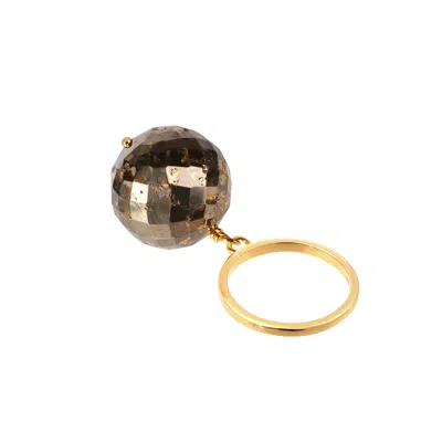 Amadeus Women's Bubble Pyrite Gold Ring - Size Adjustable