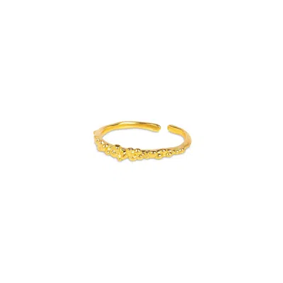 Amadeus Women's Caviar Gold Stacking Ring - Size Adjustable Band