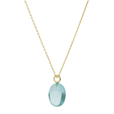 Amadeus Women's Eden Gold Chain Necklace With Blue Quartz Pendant