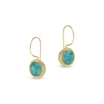 Amadeus Women's Gold Arizona Turquoise Earrings In Blue