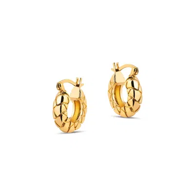 Amadeus Women's Gold Bella Textured Hoops