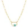 Amadeus Women's Gold / Blue Daphne Gold Necklace With Turquoise Carabiner Lock