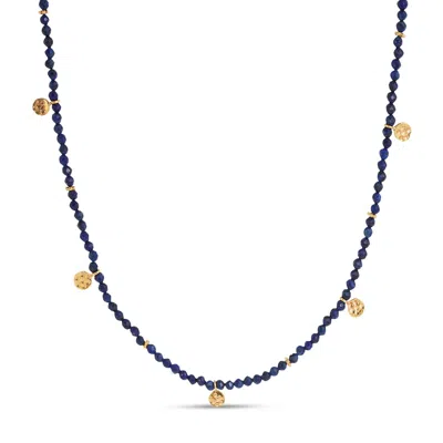 Amadeus Women's Gold / Blue Eva Lapis Lazuli Reversible Gold Necklace