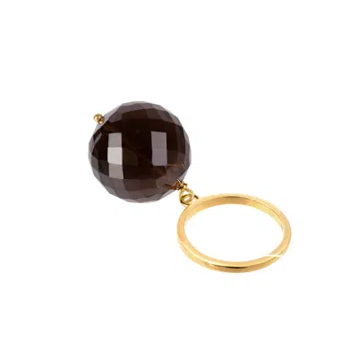 Amadeus Women's Gold / Brown Bubble Smokey Quartz Gold Ring - Adjustable
