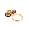 Amadeus Women's Gold Candy Multiple Gemstone Ring - Size Adjustable In Gold