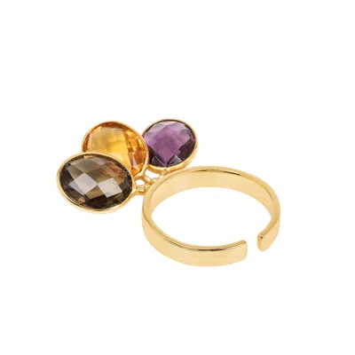 Amadeus Women's Gold Candy Multiple Gemstone Ring - Size Adjustable