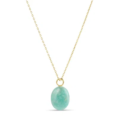 Amadeus Women's Gold / Green Eden Gold Chain Necklace With Amazonite Charm