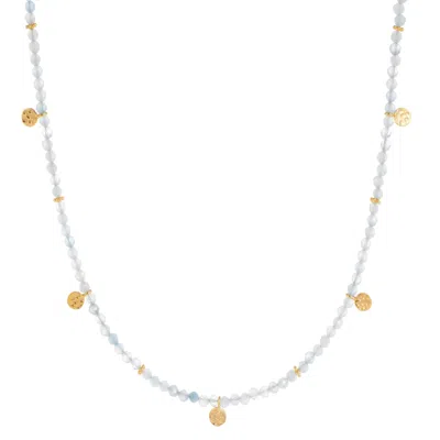 Amadeus Women's Gold / Green / Grey Eva Aquamarine Reversible Necklace With Gold Discs