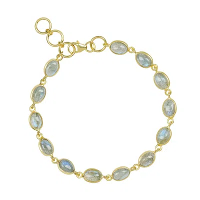 Amadeus Women's Gold / Green Luna Gold Chain Bracelet With Labradorite