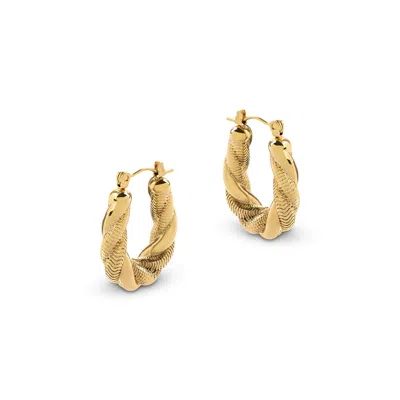 Amadeus Women's Gold Lilly Thick Twisted Hoops