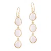 Amadeus Women's Gold / Pink Sophia Triple Pink Quartz Dangle Gold Earrings In Multi