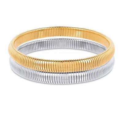 Amadeus Women's Gold / Silver Flexi Dual Tone Bracelets