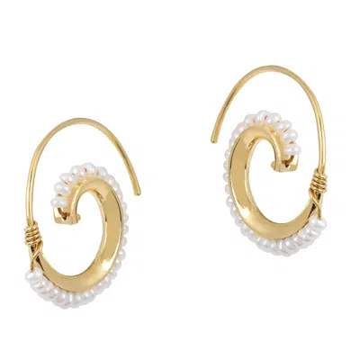 Amadeus Women's Gold Venus Pearl Shell Earrings
