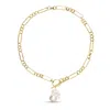 Amadeus Women's Gold / White Alba Gold Necklace With Large Keshi Pearl