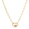 Amadeus Women's Gold / White Daphne Gold Paperclip Necklace With Pearl Carabiner Lock In Multi