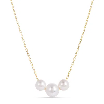 Amadeus Women's Gold / White Laura Gold Chain Necklace With Tripple White Pearls In Multi