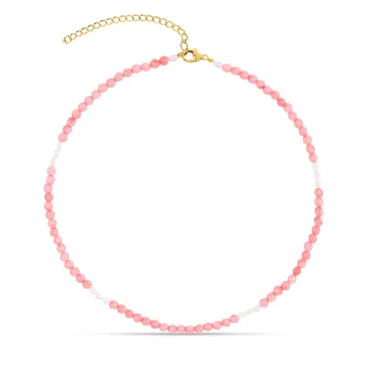 Amadeus Women's Gold / White / Pink Ines Coral & Pearl Gemstone Beaded Necklace In Multi