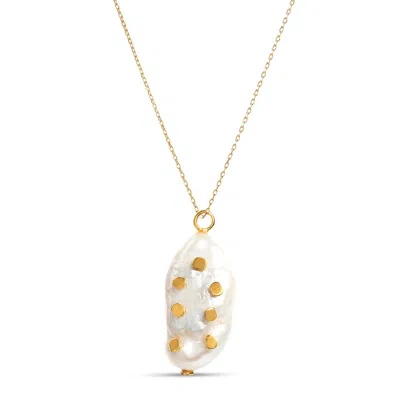 Amadeus Women's Gold / White Venus Gold Chain Necklace With Pearl & Barnacle Pendant In Multi