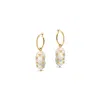 Amadeus Women's Gold / White Venus Hoop Earrings With Large Keshi Pearl And Barnacles
