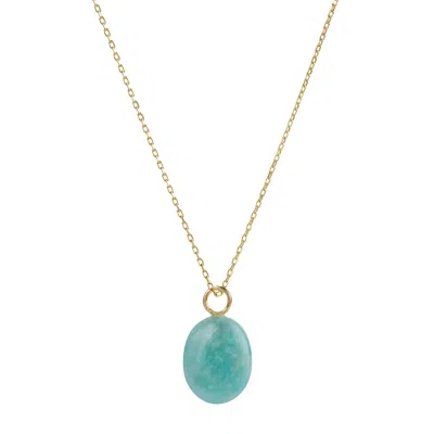 Amadeus Women's Green / Gold Eden Gold Chain Necklace With Amazonite Pendant