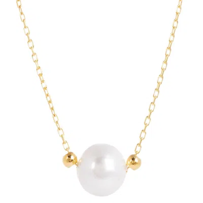 Amadeus Women's Laura Gold Chain Necklace With Single White Pearl