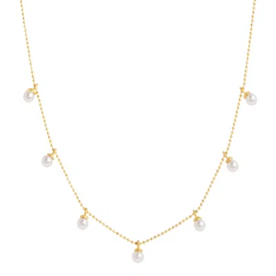 Amadeus Women's Laura Gold Chain With Tiny White Pearls