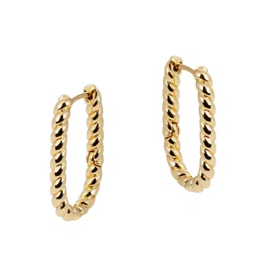 Amadeus Women's Lilly Twisted Rectangular Gold Earrings