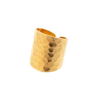 Amadeus Women's Nudo Gold Long Hammered Ring - Size Adjustable Midi Ring