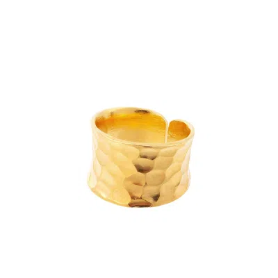 Amadeus Women's Nudo Gold Short Hammered Ring - Size Adjustable Midi Ring