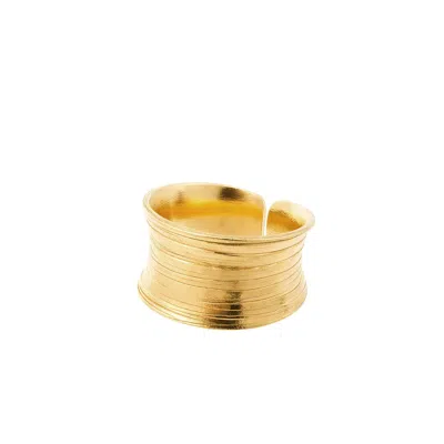 Amadeus Women's Nudo Gold Short Scratch Ring - Size Adjustable Midi Ring