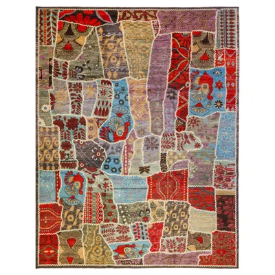 Pre-owned Amadi Afghan Patch Crafted Rug In Brown