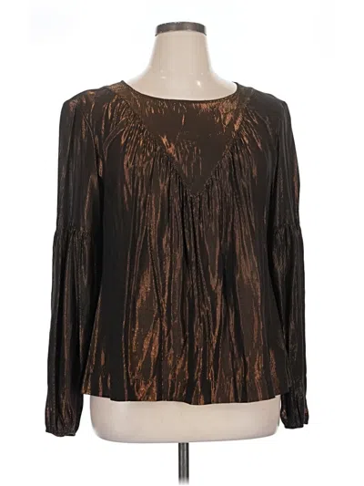 Pre-owned Amadi Long Sleeve Blouse In Brown