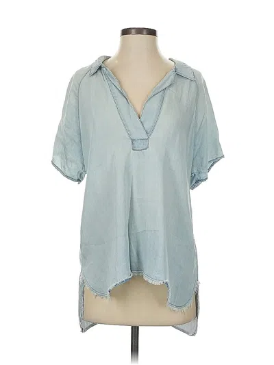 Pre-owned Amadi Short Sleeve Blouse In Blue