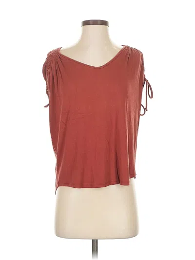 Pre-owned Amadi Short Sleeve Top Burgundy Scoop Neck Tops