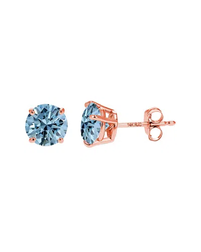 Amairah 14k Rose Gold 1.00 Ct. Tw. Lab-grown Diamond Stud Earrings In Blue