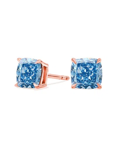 Amairah 14k Rose Gold 2.00 Ct. Tw. Lab-grown Diamond Stud Earrings In Blue