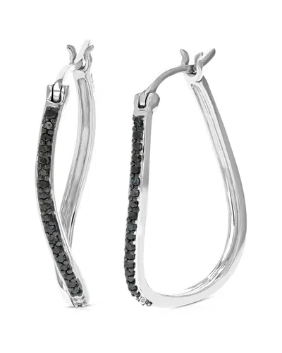 Amairah Silver 0.25 Ct. Tw. Diamond Hoops In Black