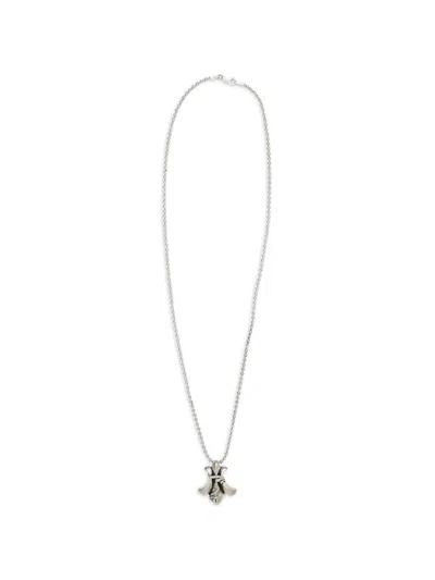 Amal Guessous Fleur De Lis Pendant Necklace In Silver