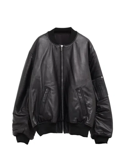 Amal Guessous Zip-up Leather Jacket In Black