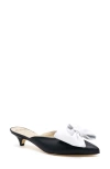 Amalfi By Rangoni Antica Pointed Toe Kitten Heel Mule In Black/white Parm Bow