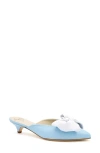 Amalfi By Rangoni Antica Pointed Toe Kitten Heel Mule In Light Jeans/white Parm Bow
