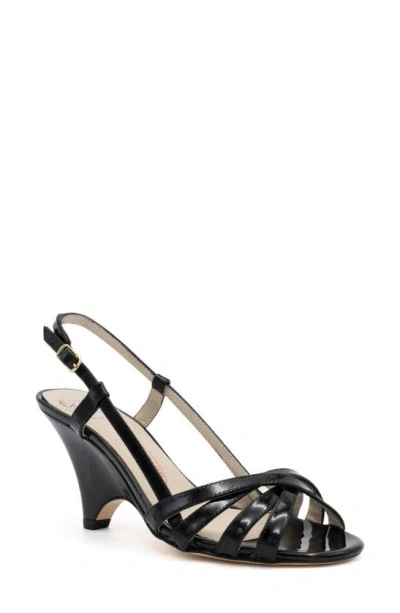 Amalfi By Rangoni Camogli Slingback Sandal In Black Patent - Platinum Buckle